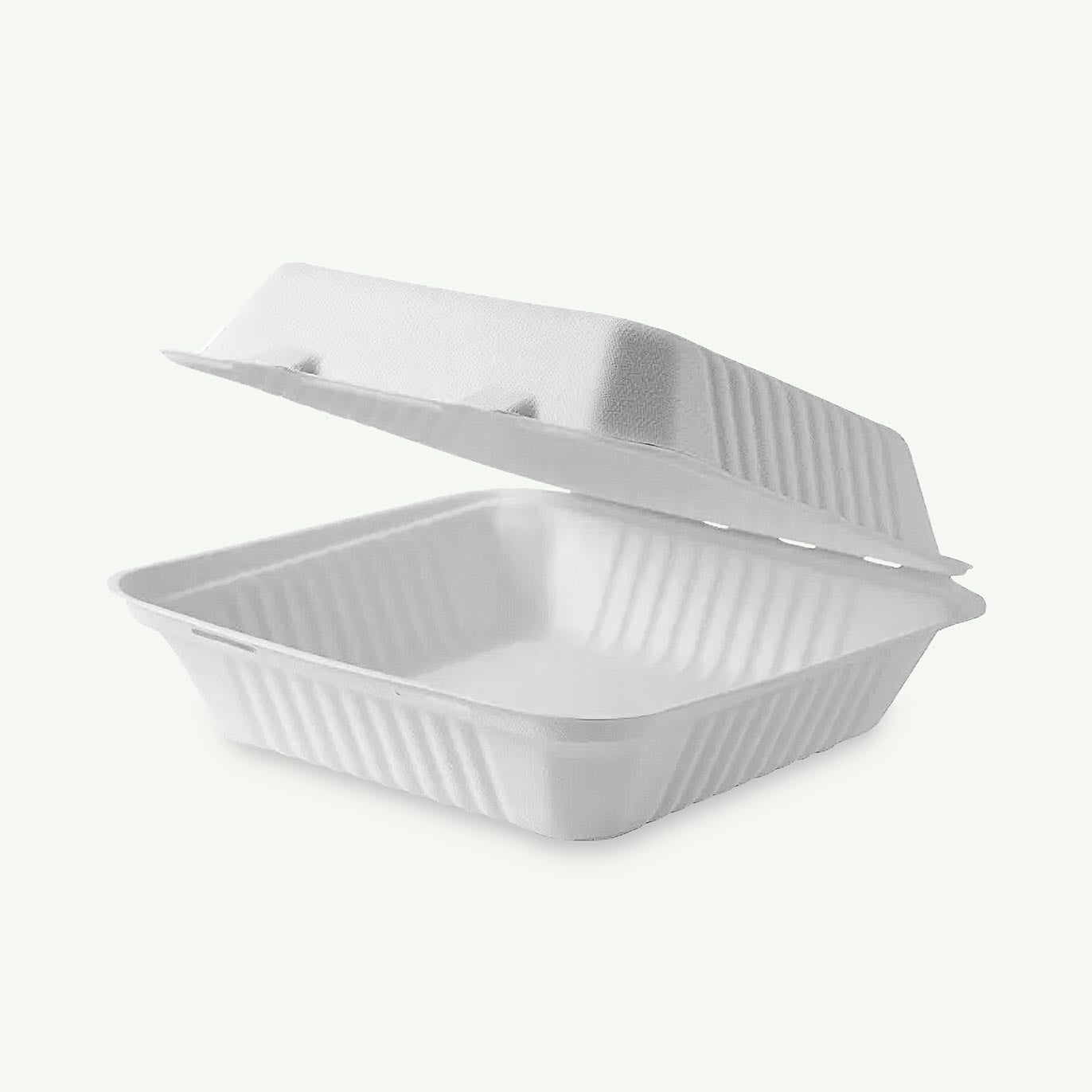 34964 9" Dinner Clamshell - Sugarcane 200/Ctn