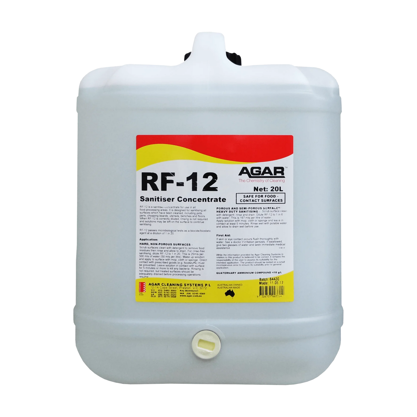 RFA20 AGAR RF-12 Sanitiser 20L