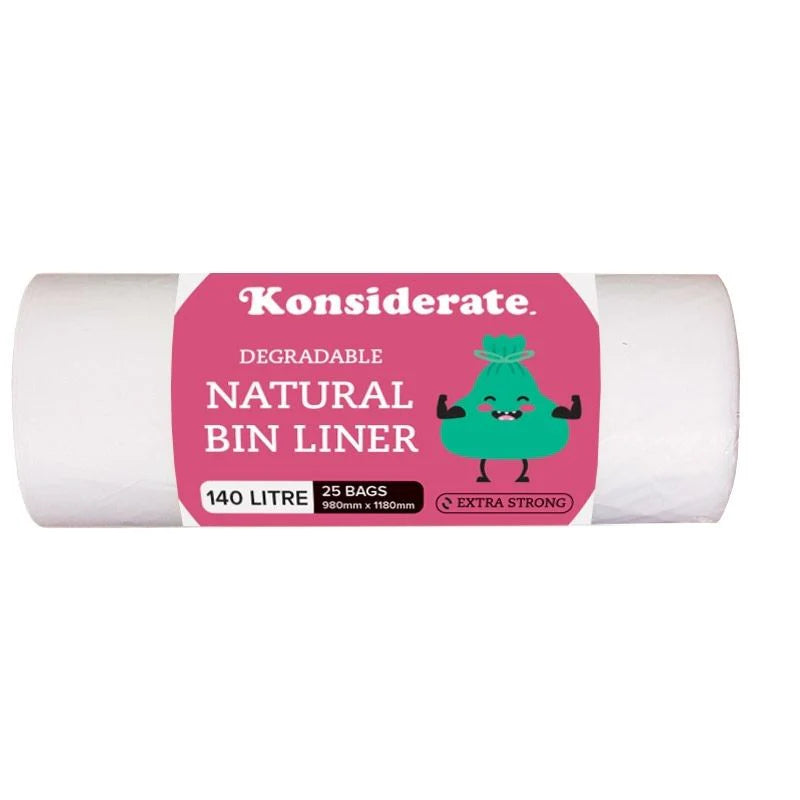N14025 KONSIDERATE 140L HEAVY DUTY NATURAL DEGRADABLE LINERS