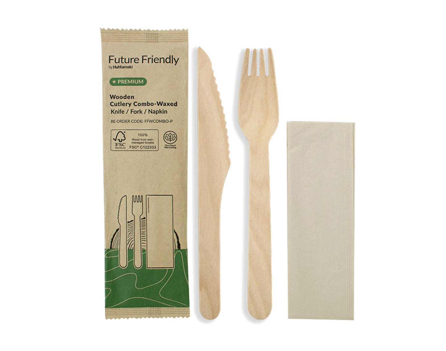WCFKS - WOODEN FORK/KNIFE/NAPKIN SET 200 SETS/CTN