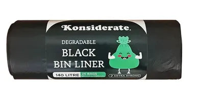 BL140MD Konsiderate 140L Medium Duty Black Degradable Liners