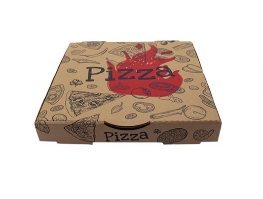 13 INCH PRINTED PIZZA BOXES - KRAFT 1PACK/100