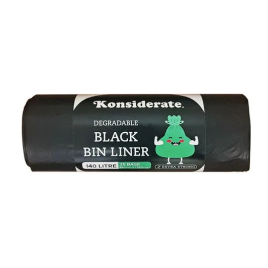 B14025 Konsiderate 140L Heavy Duty Black Degradable Liners
