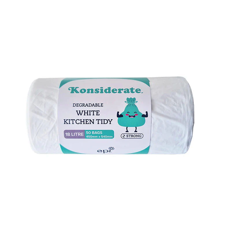 WH18 KONSIDERATE 18LT WHITE DEGRADABLE BAG 20 ROLLS X 50 BAGS