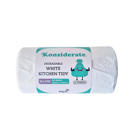 WH18 KONSIDERATE 18LT WHITE DEGRADABLE BAG 20 ROLLS X 50 BAGS