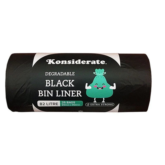 B08225 Konsiderate 82L Heavy Duty Black Degradable Liners
