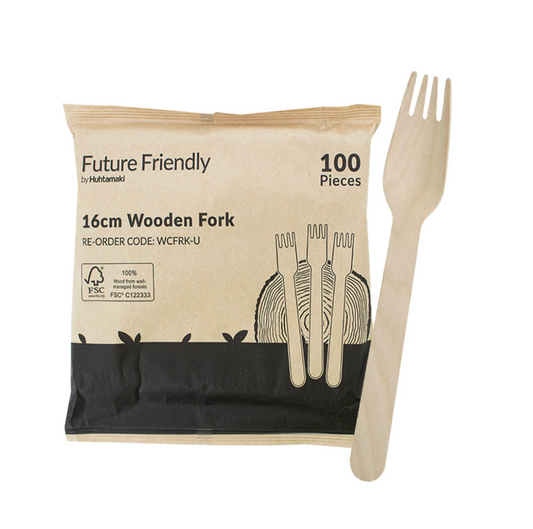 WCFRK-U 100% FSC Certified Wooden Cutlery Uncoated Fork 160mm / CTN-2000