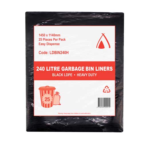 LDBIN240H HUHTAMAKI 240L Garbage Bin Liners  1450X1140MM 100/CTN