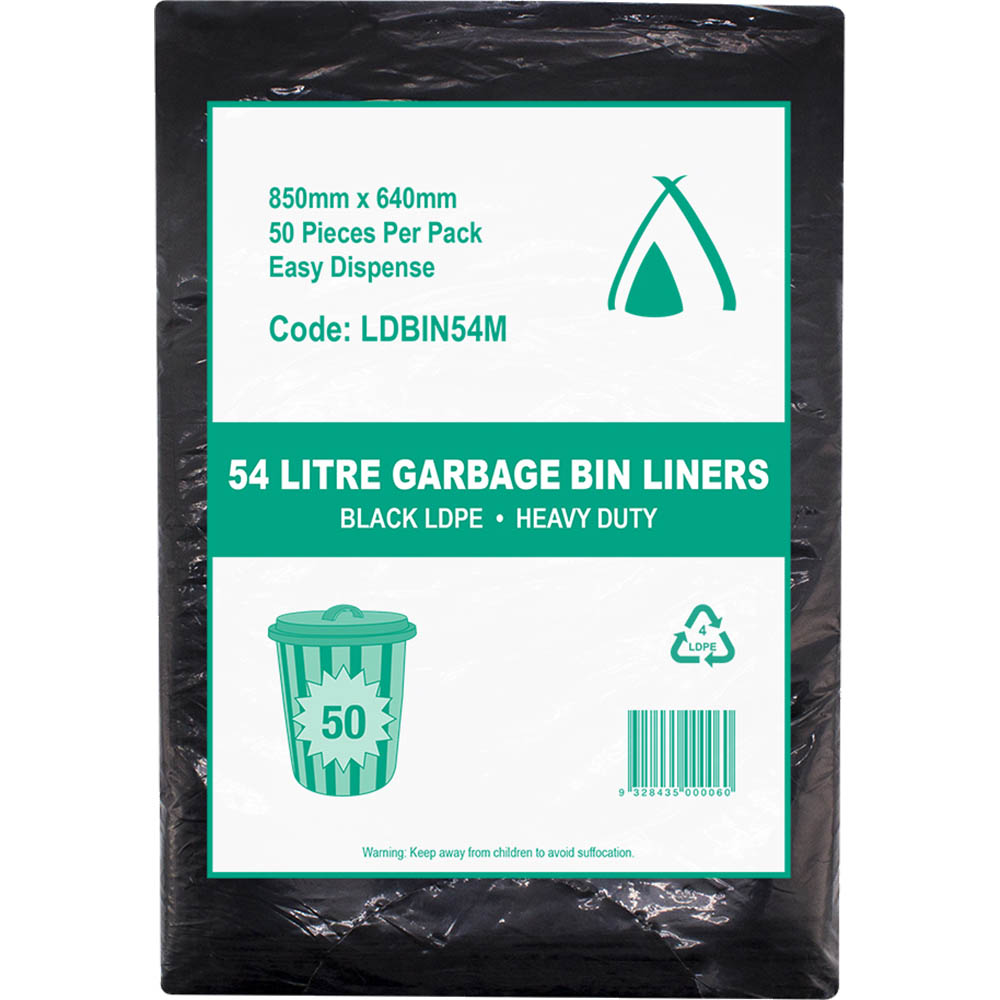 LDBIN54M HUHTAMAKI 54L Garbage Bin Liners 850X 640MM