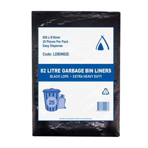 LDBIN82E HUHTAMAKI 82L Garbage Bin Liners 950X810MM 200 per carton