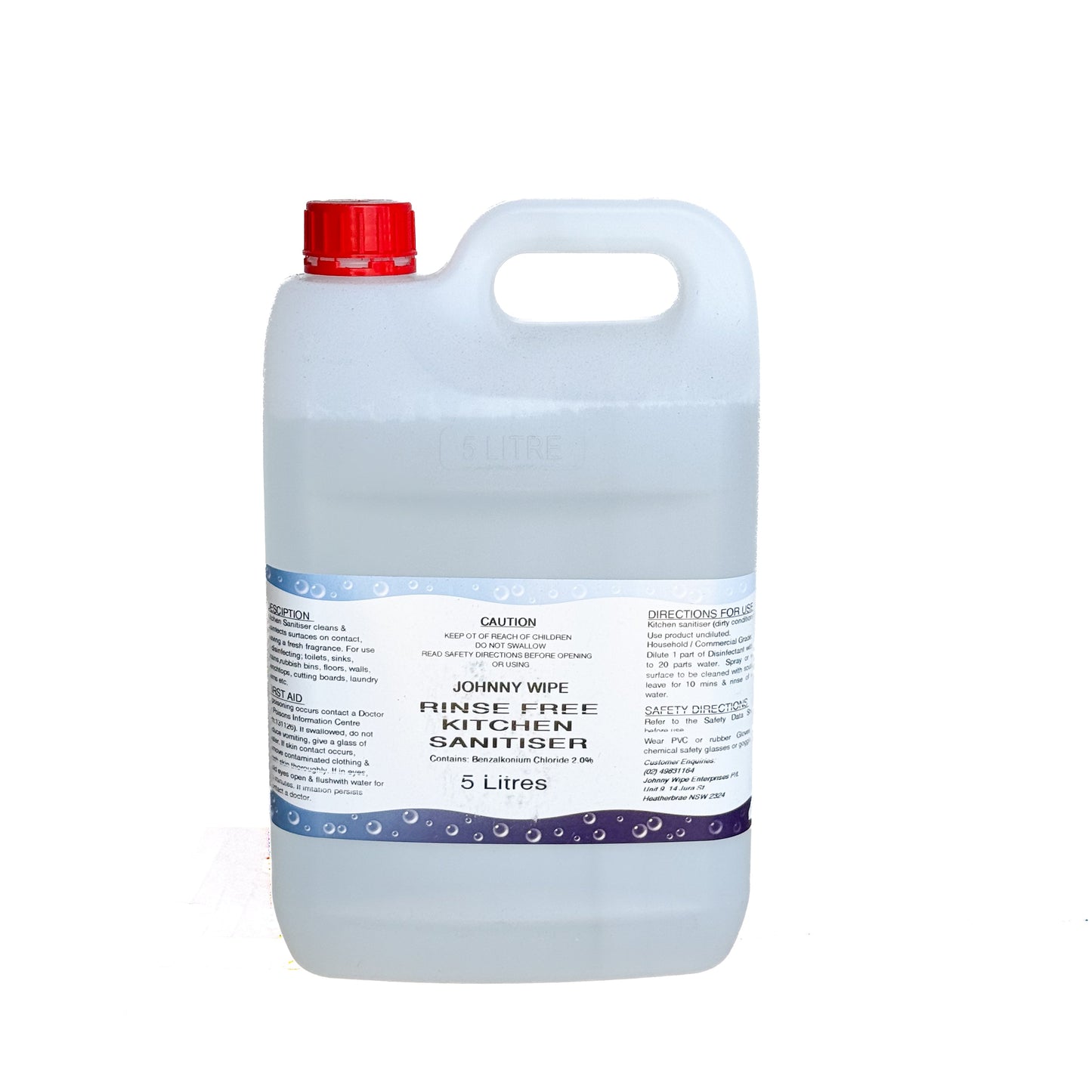 JWKS20 JOHNNY WIPE Rinse Free Kitchen Sanitiser 20L