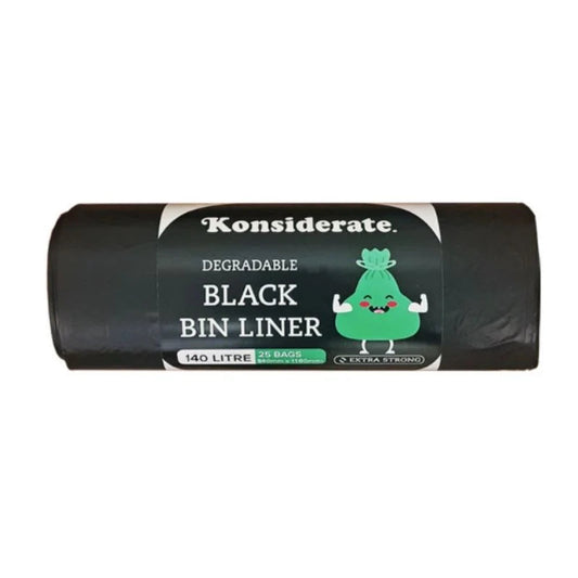 B14025 Konsiderate 140L Heavy Duty Black Degradable Liners