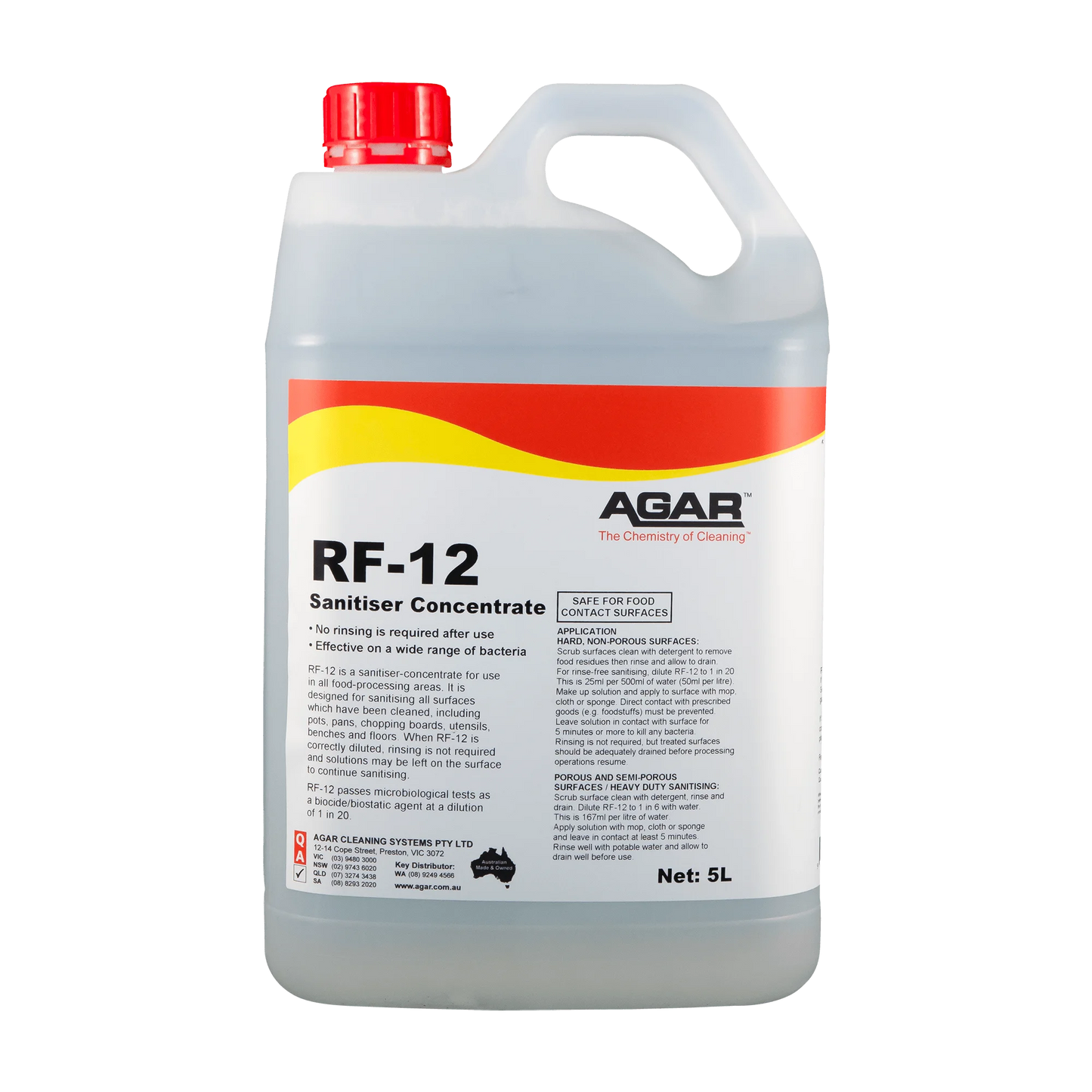 RFA5 AGAR RF-12 SANITISER 5L