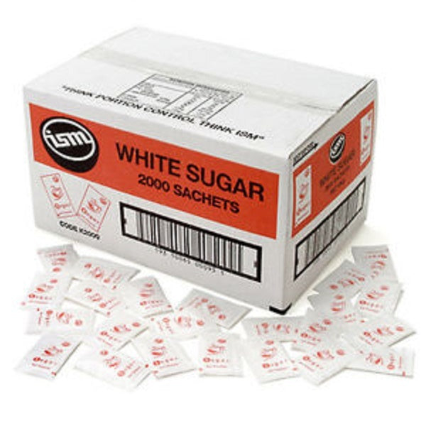 95 ISM White Sugar Packets Square CTN 2000