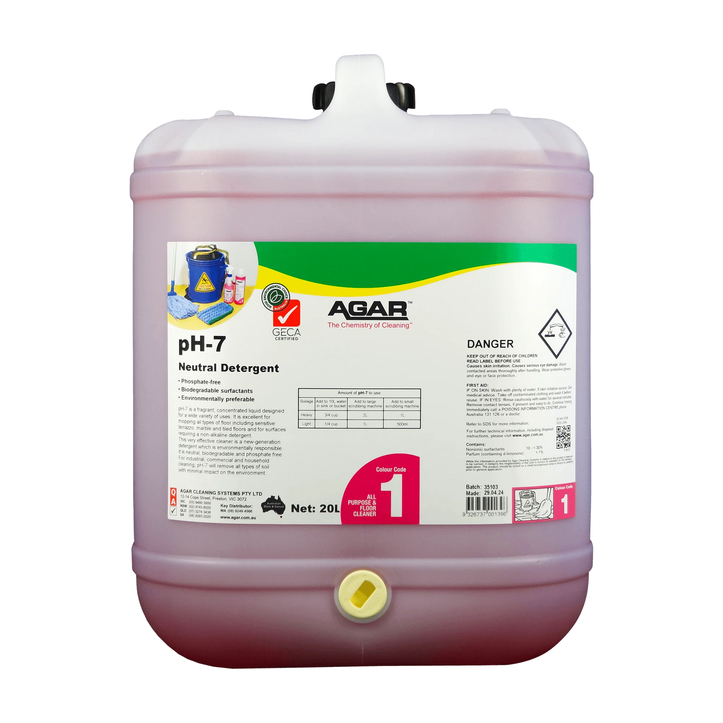 PH20 AGAR PH7 Detergent 20L